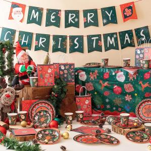 Wholesale Christmas Tablecloth Plastic Jumbo Disposable Table Cover with Colorful Design Santa Claus Snowflakes from china suppliers