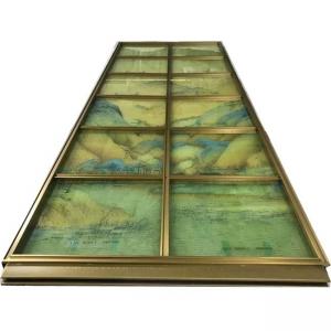 Wholesale Light Luxury Landscape Painting Stainless Steel Screen Partition Glass Image Room Divider from china suppliers