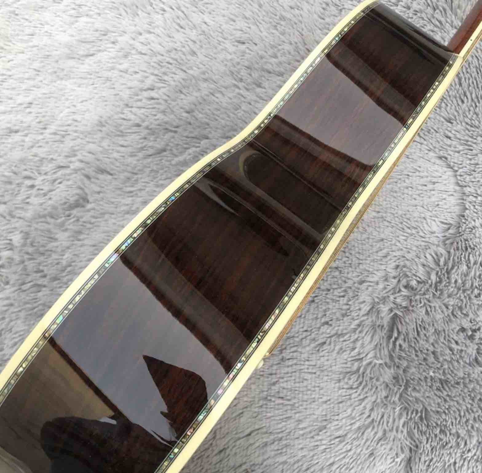 OEM custom acoustic guitar OOO body shape Guitar solid Cedar top real abalone binding and ebony fingerboard