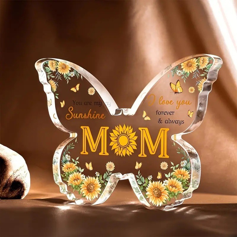 Stylish Acrylic Butterfly Thanksgiving Plaque For Mother's Day Surprise Gift Desktop Decor With Custom Printing
