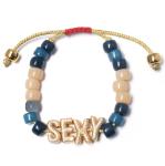 OEM gold Nylon Friendship Letter Bead Bracelet With adjustable braid clasp