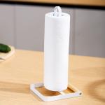Countertop Metal And Bamboo Paper Towel Holder Kitchen Paper Roll Rack