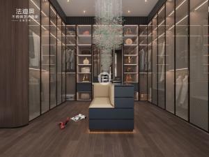 Wholesale U Shaped Navy Blue High End Walk In Closets With Transparent Glass Doors OEM ODM from china suppliers