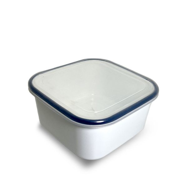Classical Style 8cm Square Enamel Coating Bowl Set Food Storage Container with Lid
