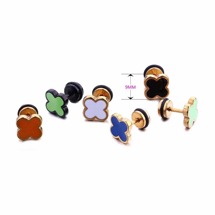 Poland Popular Four Leaf Clover Earrings Stud Earrings Stainless Steel Earrings