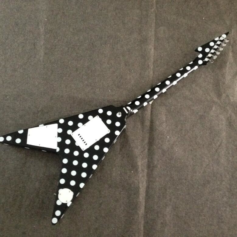 Stock Randy Rhoads Guitar Harpoon Polka Dot Flying V standard electric Guitar Replica Collectible