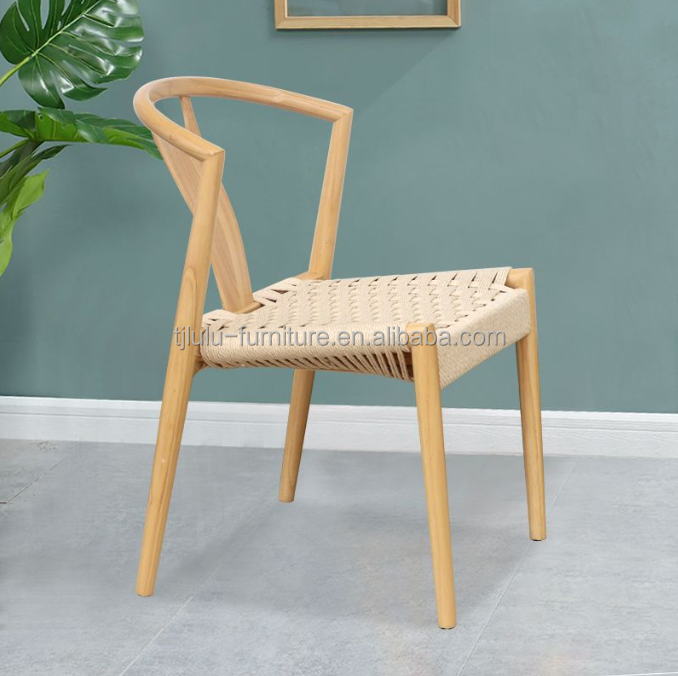 Sturdy Natural Solid Wood Woven Cord Wishbone Chairs The Perfect Addition to Modern Japanese Design