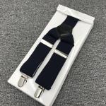 Pure Color Braces Polyester Mens Trouser Braces 3.5cm Solid Leather Suspenders