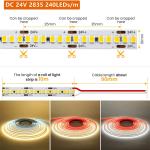 120 Leds Double Row LED Strip for Hotel Bathroom Mirror 12V 5MM 2835 Mirror Warm
