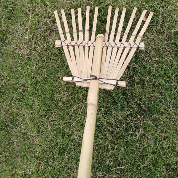 Factory Hot Sales Garden Bamboo Rake Farm Tool Bamboo Frame Leaf Collector
