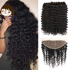 Wholesale 100% Virgin Malaysian Deep Curly Hair Extensions Natural Color No Chemical from china suppliers