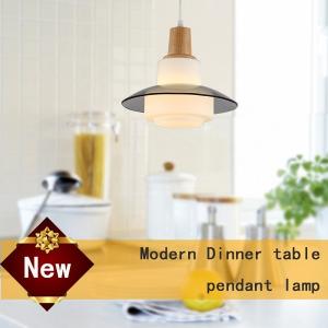 Wholesale Top grade Thailand Oak wood dinner room pendant lamp with glass shade E27 socket from china suppliers