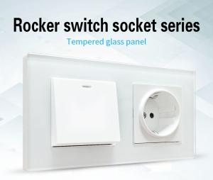 Wholesale Tempered Glass Panel Vintage Sockets And Switches Home Push Switch Socket Combo from china suppliers