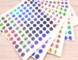 China Round Self Adhesive Paper Stickers / Numbered Hologram Stickers Anti UV on sale