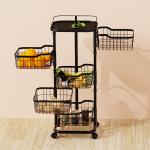 3 4 5 Tiers Adjustable Rotating Storage Trolley Cart for Kitchen Bathroom