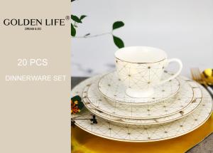 Wholesale Porcelain Ceramic Dinnerware Sets Gold Design Morden Pattern Customized For 20 Pieces from china suppliers