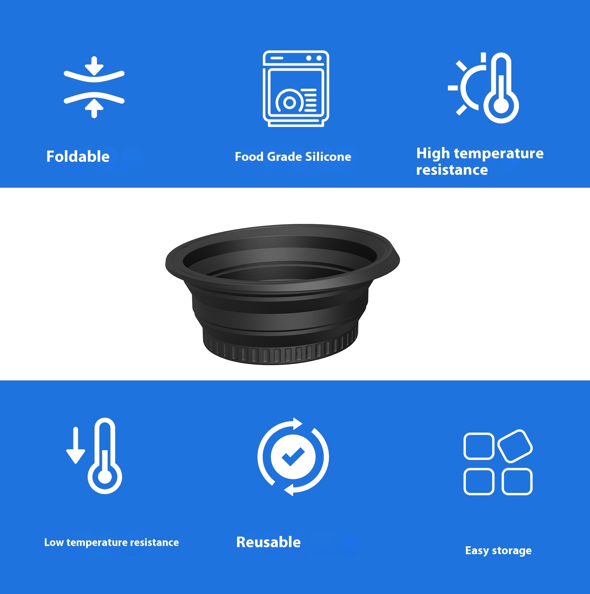Large Silicone Bowl for Face Ice Bath with Built-In Icetray, Foldable and Hanging Design for Easy Storage and Carrying, Dipping Face Ice Bath at Home