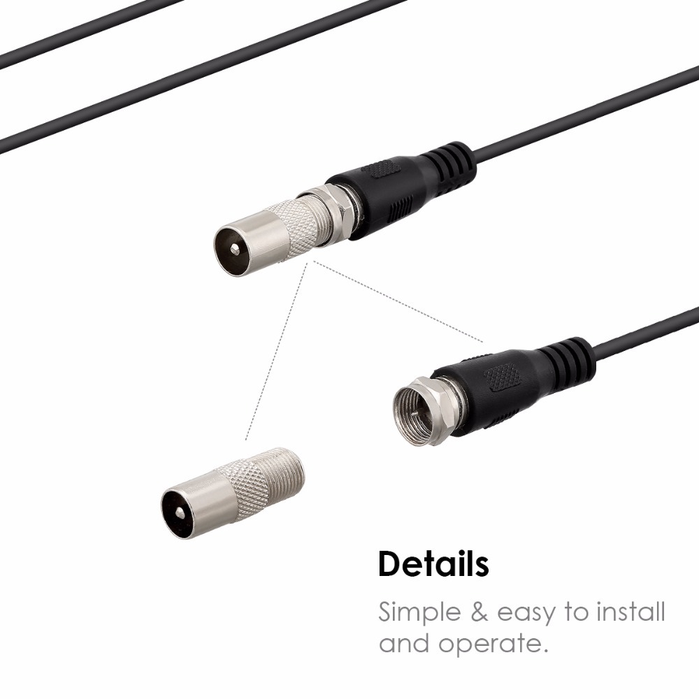 HD UHF Digital TV Antenna with Booster Amplifier and Connect Type F Male/IEC Male
