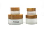 Bamboo Caps 30ml Cosmetic Jars , Frosted Glass Lotion Jars Anti Corrosion
