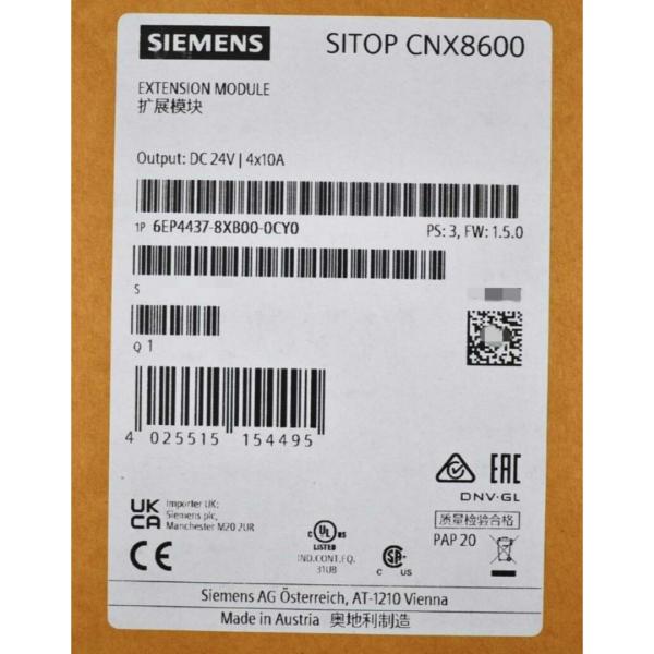 SIEMENS 6EP4437-8XB00-0CY0 SITOP CNX8600 4X10 A EXPANSION MODULE FOR PSU8600