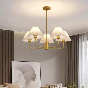 Wholesale Modern Copper Chandeliers White Cloth Lampshade Gold Chandelier(WH-AP-581) from china suppliers
