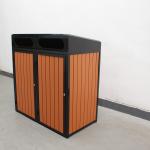 Mild Steel Outdoor Bin Enclosure With Plastic Wood Slats Sidewall, Matching With