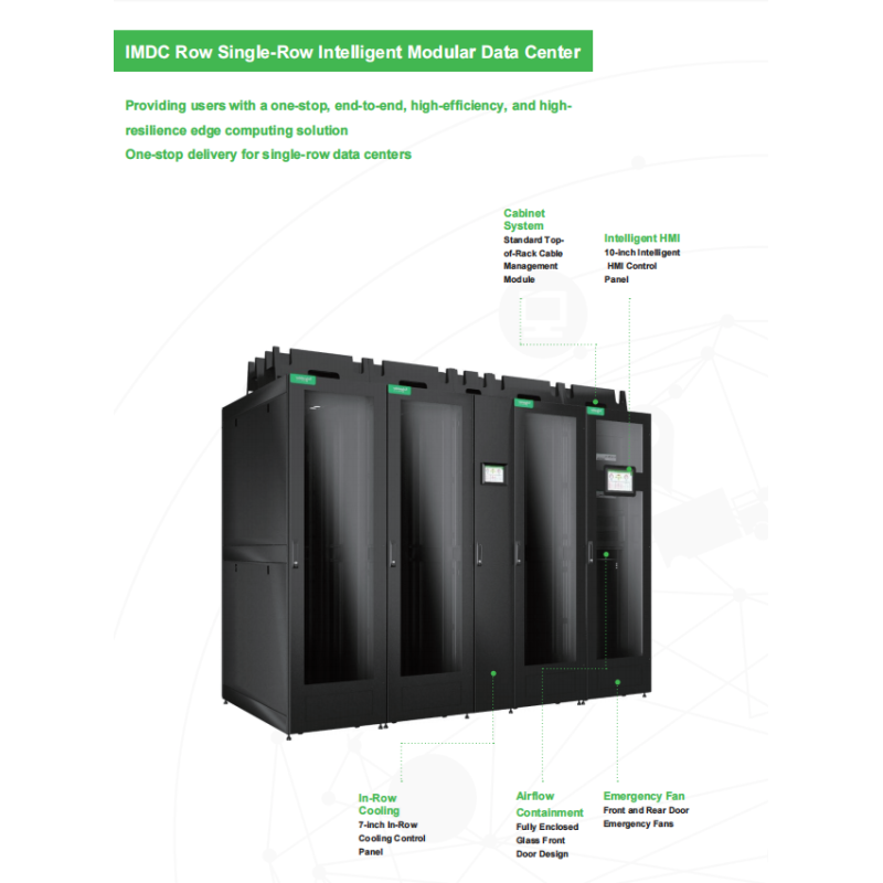 IMDC Row Single-Row Smart Modular Data Center Power Distribution Cabinet with 32 Sockets and 20~60kW IT Capacity