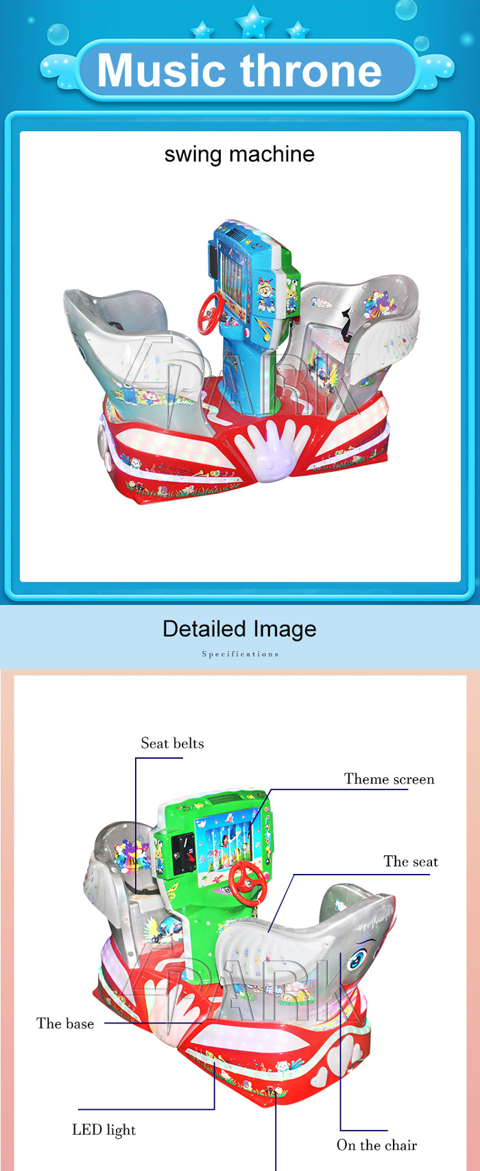 Two Players Kiddy Ride Machine Fiberglass And Plastic Material Easy To Operate