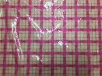 Pink Plaid Design Printed Artificial Leather Fabric , Garment Fake Leather