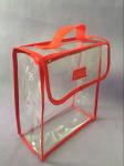 Red Clear Sewing PVC Clear Gift Bags With Handle For Chocolate / Cookie / Sugar