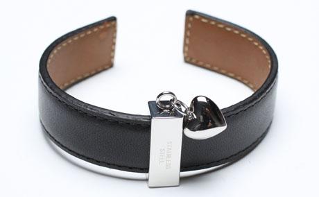Leather Bracelet, Stainless Steel Clasp, 8 Inches