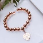 Custom Fine Beaded 14k 18k Gold Ball Chain Bracelet 925 Sterling Silver Heart