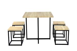 Wholesale Wood And Steel Rectangular Dinning Table And Chair Set 4 Seater Furniture from china suppliers