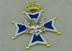 3D Crown Memorial Badges Die Casting And Silver Plating 2.5 inch