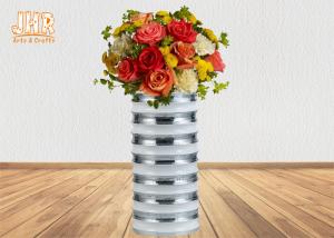 Wholesale Modern Style Cylinder Fiberglass Flower Pots With Silver Mirror Mosaic Finish from china suppliers