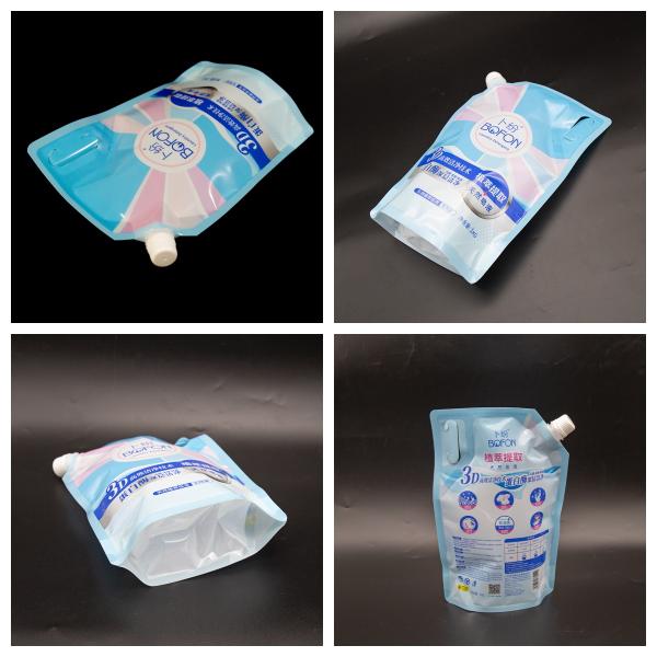Durable And Convenient Spout Pouch With Handle For Laundry Detergent Packaging Custom Printed Bulk Order Discounts.