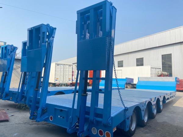 4-Axle 60-100tons Platform Stake Gooseneck Flatbed Low Loader Semi Trailer with