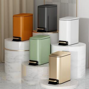 Wholesale Bedroom Kitchen Trash Bin Household Pedal Type Narrow Slit square Stainless Steel Garbage Container Bin Dustbin from china suppliers