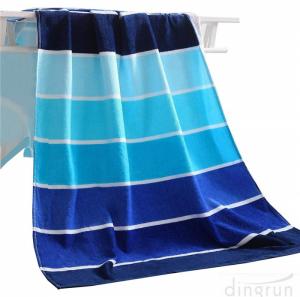 Wholesale 100% Cotton Soft Beach Towel Pool Towel Gradient Blue Striped Towel Bath Towel from china suppliers