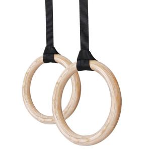 Wholesale Stength Training Gym Wooden Gymnastic Rings With Adjustable Straps from china suppliers