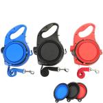Blue Orange Dog Leash Water Bowl Retractable Nylon Dog Lead With Water Bowl