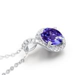 14K Solid Gold Angara Natural Tanzanite Solitaire Pendant Necklace For Women