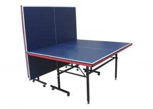 China Standard Size Black Table Tennis Table Steel Material With Wheels Blue Top on sale