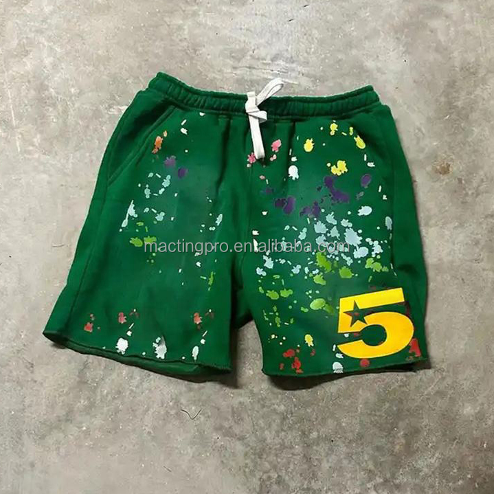 Washed French Terry Raw Hem Cut Edge Hip Hop Vintage Distressed Acid Men's Sweat Shorts