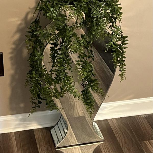 Clear Crystal Tall Mirrored Crushed Diamond Floor Vase Planter For Wedding