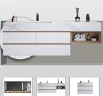 Stone Top Contemporary Bathroom Cabinets White Color With 2 Drawer