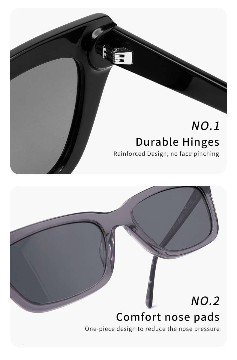 Rectangular Classic Acetate Sunglasses Daily Polarized Aviator Sunglasses