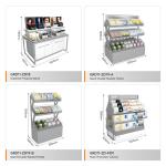Retail Display Stand Grey Wooden Island Cabinet For Compact Store Stand And