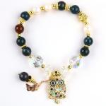 Handmade Gemstone Beaded Bracelet Natural Indian Agate Stone Bracelet Adjustable