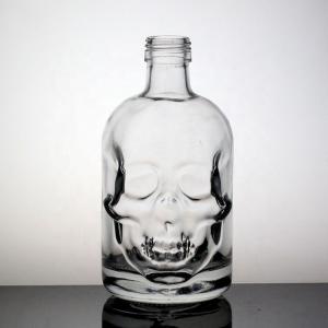 China Exquisite Frost Glass Skull Face Bottle For Liquor Decal Surface Handling on sale